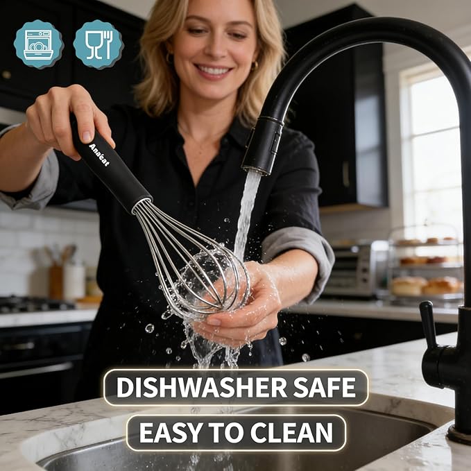 3 Packs Stainless Steel Whisk Set - Balloon Whisk, Anaeat Thick Stainless Steel Wire ＆ Strong Handles, Egg Beater for Cooking, Blending, Whisking, Beating and Stirring (9"+11"+12")