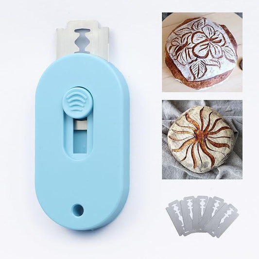 Bread Lame, Professional Stainless Steel Dough Scoring Tool with Ultra Sharp Blades, Perfect Bread Scoring, Bakery Artistry, and Sourdough Bread Making-Includes 5 Extra Blades(Blue)