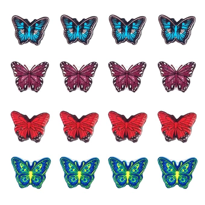 16 PCS Edible Butterflies Icing Cake Decoration Candy Sprinkle Cupcake Topper Ice Cream Cookies Frosting Decoration