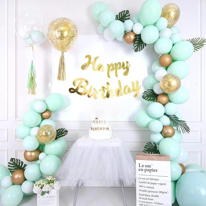 Voircoloria 130pcs Mint Green Balloons Different Sizes 18" 12" 10" 5" Pastel Light Green Balloons for Boys Girls Birthday Baby Shower Gender Reveal Wedding Decorations