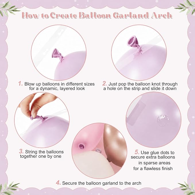 Pink and Purple Balloon Arch Kit, 128Pcs Dusty Pastel Macaron Purple Pink Sand White Gold Pink Lavender Balloons for Baby Shower Wedding Bridal Shower Birthday Party Decorations