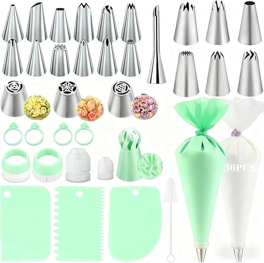 Cake Decorating Kit,Piping Bags and Tips Set,Cake Decorating Supplies,Frosting Piping Kit,Cake Baking Supplies for Beginners (66PS)