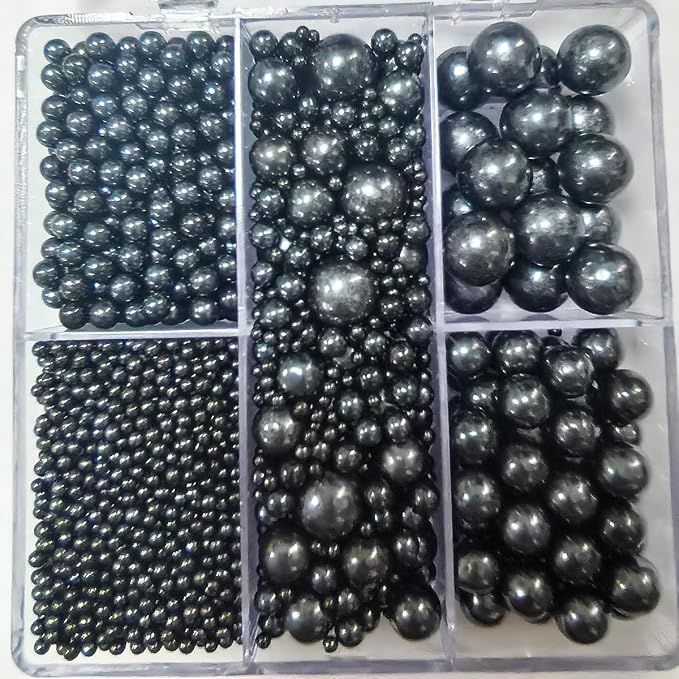 Edible Black Pearl Sprinkles for Cake Decorating, Mixing 4 Sizes Black Sugar Cupcake, Ice Cream, Donuts, Macaron Toppings Supplies 90g/ 3.17oz
