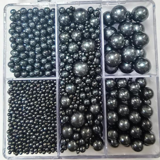 Edible Black Pearl Sprinkles for Cake Decorating, Mixing 4 Sizes Black Sugar Cupcake, Ice Cream, Donuts, Macaron Toppings Supplies 90g/ 3.17oz