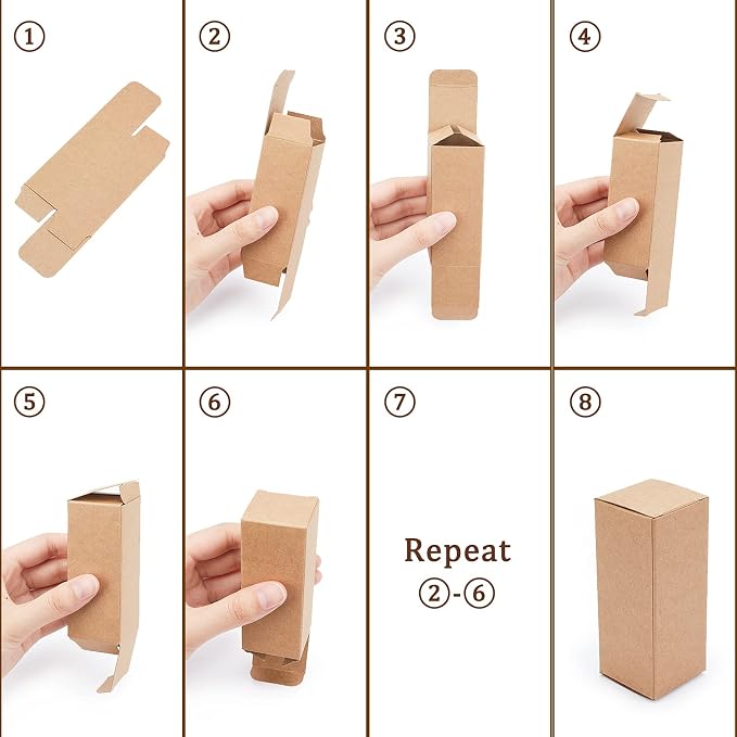 BENECREAT 45PCS Brown Kraft Paper Lipstick Box Essential Oil Wrapping Box for, Wedding, Birthday Party Favor, 9.1x3.7x3.6cm/3.58x1.45x1.41"