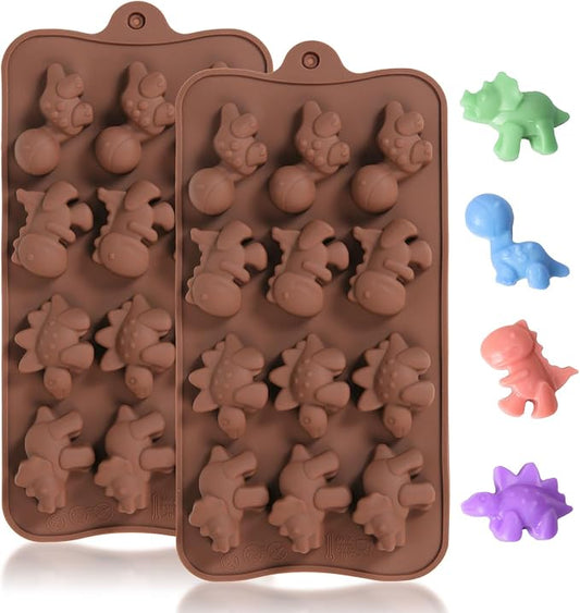 Chocolate Molds Silicone with Dinosaur Shaped, Mini Dinosaur Molds for Homemade Chocolate/Candy/Gummy/Fondant, Food Grade Candy Mold with 12 Cavities Dinosaurs for Fruit Snacks for Kids