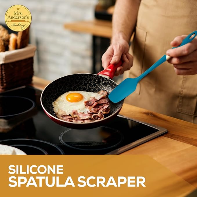 Mrs. Anderson’s Baking Silicone Spoon-Shaped Spatula, Flexible And Nonstick, One-Piece Design, Turquoise Blue, For Mixing, Folding, Scraping, Baking, And Cooking