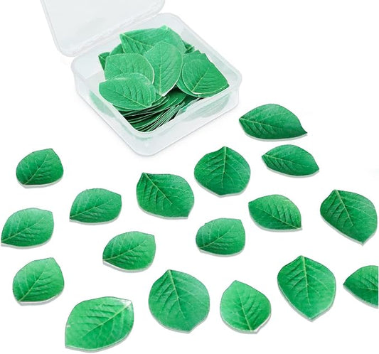 92pcs Edible Leaves Edible Green Cake Cupcake Toppers Edible Wafer Paper Leaf Cake Decoration for Hawaii Aloha Summer Theme Wedding Birthday Baby Shower Party