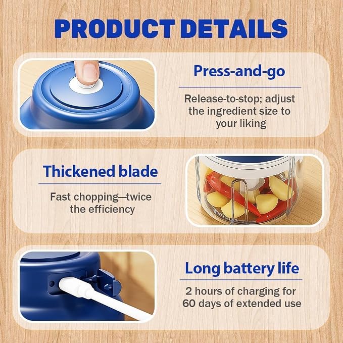 2026 Upgrade Electric Garlic Chopper, Electric Mini Food Processor Portable Veggie Cutter Chopper, USB Rechargeable Wireless Food Chopper for Mashing Garlic, Chili, Onion, Fruit, Ginger (Green 320ml)