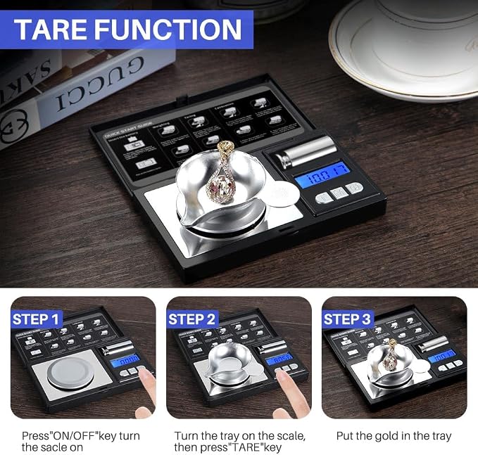 THINKSCALE Milligram Scale 50g x 0.001g, Powder Scale 0.001g Accuracy | Micro Scale for Weighing Powders & Jewelry, 50g Calibration Weight for Mg Scale, 6 Units, Tare, LCD Display