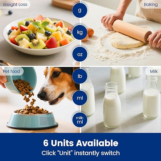 【33 lb & USB Rechargeable】 Digital Kitchen Food Scale Kitchen Scale, Stainless Steel Digital Weight Grams and Oz, Baking and Cooking, 0.1oz/1g Precise, 6 Weight Units (B1)