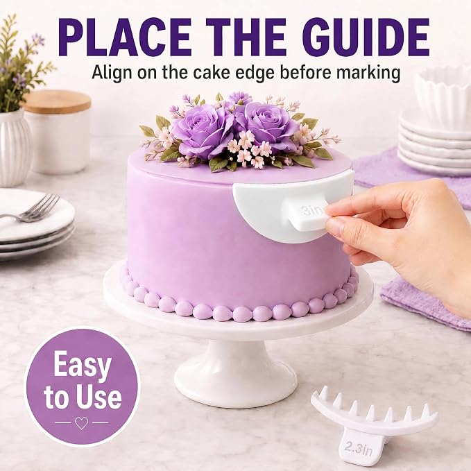 Hushee 2 Pcs Cake Arch Guide Tool Cake Decoration Tools Swag Marker Tool Piping Guide Convenient for Controlling Size and Position for Piping Beginners and Baker (White)