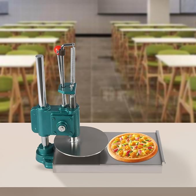 Manual Pizza Dough Press Machine，Pizza Pastry Press Machine w/Dual Plates， Household Dough Pastry Press Machine w/Cast Iron Base，Stainless-Steel Pizza Press w/ 0.2" Thick Disc .(7.9/9.5in) (9.5in)