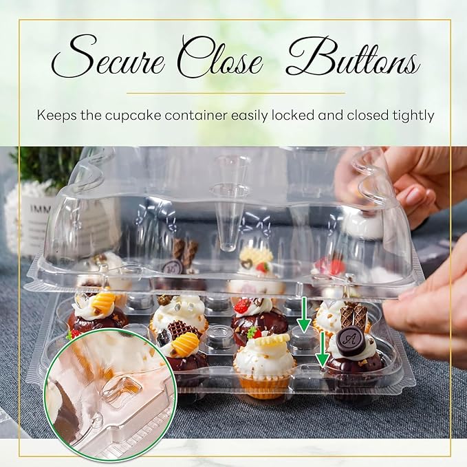 NPLUX 12 Count Mini Cupcake Containers 20 Pack Cupcake Holder with Detachable Tall Dome Lids Mini Plastic Stackable Cupcake Boxes for 240 Cupcakes, BPA Free