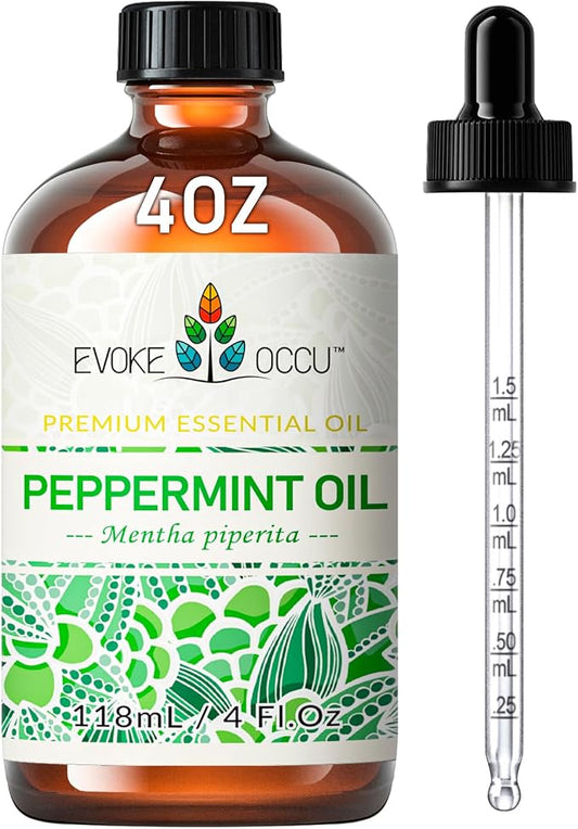 EVOKE OCCU Peppermint Oil 4 Fl Oz - for Spray Diffuser Aromatherapy Hair and Skin Care - Kitchen Garden Car