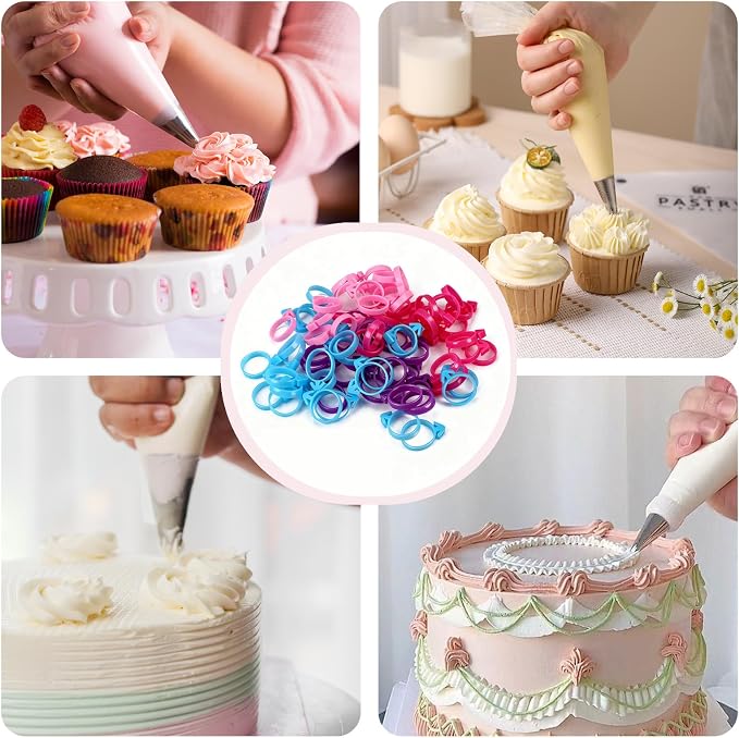 60 Pcs Pastry Bag Ties, Reusable Silicone Icing Bag Ties, Silicone Decoration Piping Bag Ties, Decoration Bag Cake Ties for Cupcakes Cookies Pastry and Pastry Seal