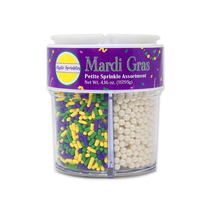 Mystic Sprinkles 4 Cell Sprinkle Assortments (Mardi Gras, Petite)