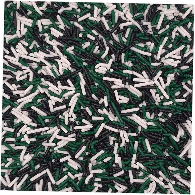 NCS New York Game Day Green, White & Black Jimmies Edible Sprinkles – Cupcake, Cake & Cookie Decorations, 7 oz