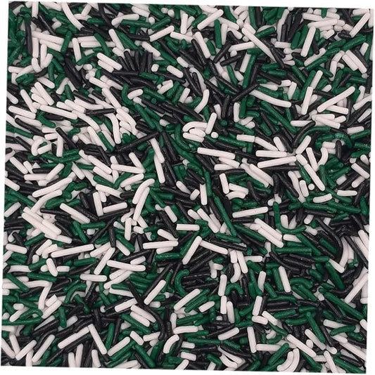 NCS New York Game Day Green, White & Black Jimmies Edible Sprinkles – Cupcake, Cake & Cookie Decorations, 7 oz