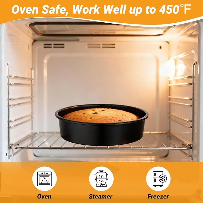 Beasea Round Cake Pans, 3 Pack 10 Inch Nonstick Carbon Steel Round Cake Pan with Removable Bottom, Baking Mold Tin for Cheesecake