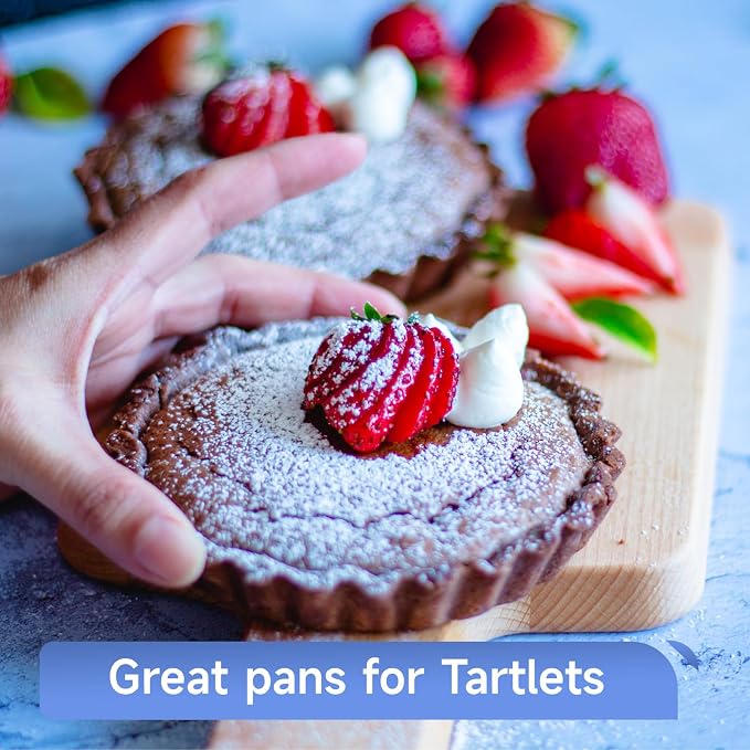 6 Pack Quiche Pans, Nonstick Tart Pans with Removable Bottom for Baking Treats, Pie, Quiches, Tartlets (5 Inch)