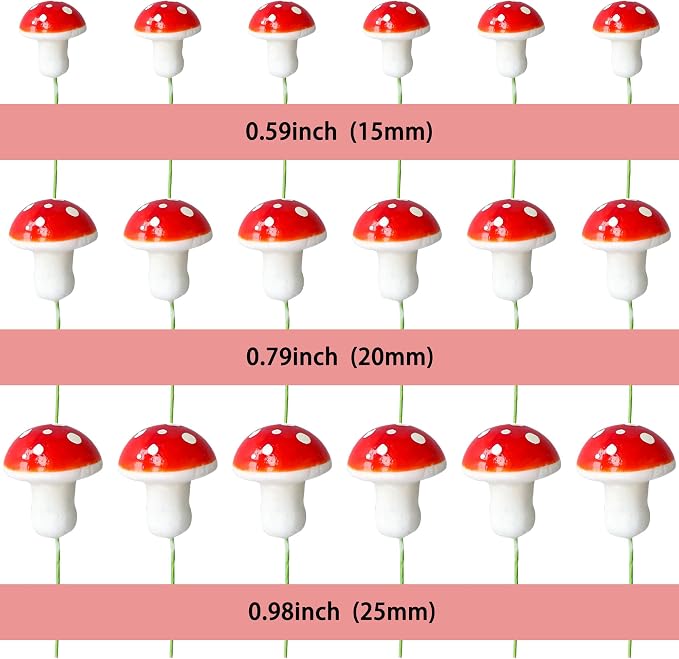 Gyufise 30Pcs Mushroom Cake Decorations Red Mini Mushroom Toothpicks Mushroom Cupcake Toppers Mushroom Cake Picks for Birthday Baby Shower Party Micro Landscape Decorations