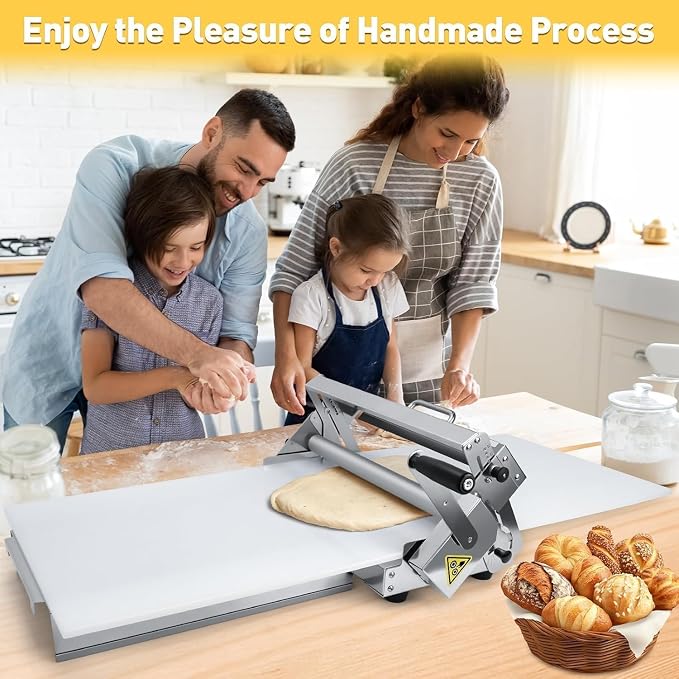 40.9''x15.5" Folding Dough Sheeter with Sheeter Board Manual Dough Roller Machine Stainless Steel Sheeter Thickness Adjustable