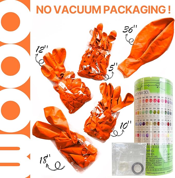 PartyWoo Orange Balloons 127pcs Different Sizes of 36 18 12 10 5 Inch Matte Fall Balloon Arch Kit Garland for Thanksgiving Halloween Little Cutie Baby Shower Birthday Party Decorations Orange-Y9