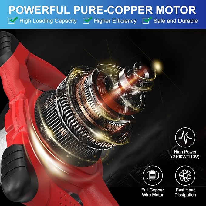 Electric Handheld Cement Mixer, Portable Mortar Mixer with 6 Adjustable Speed, 110V Mud Mixer for Mixing Plaster,Cement, Paint, Fodder