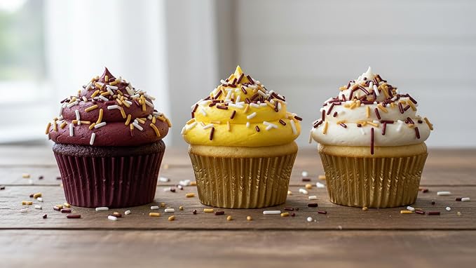 NCS Burgundy, Gold & White Jimmies Edible Sprinkles – Cupcake, Cake & Cookie Decorations, 7 oz