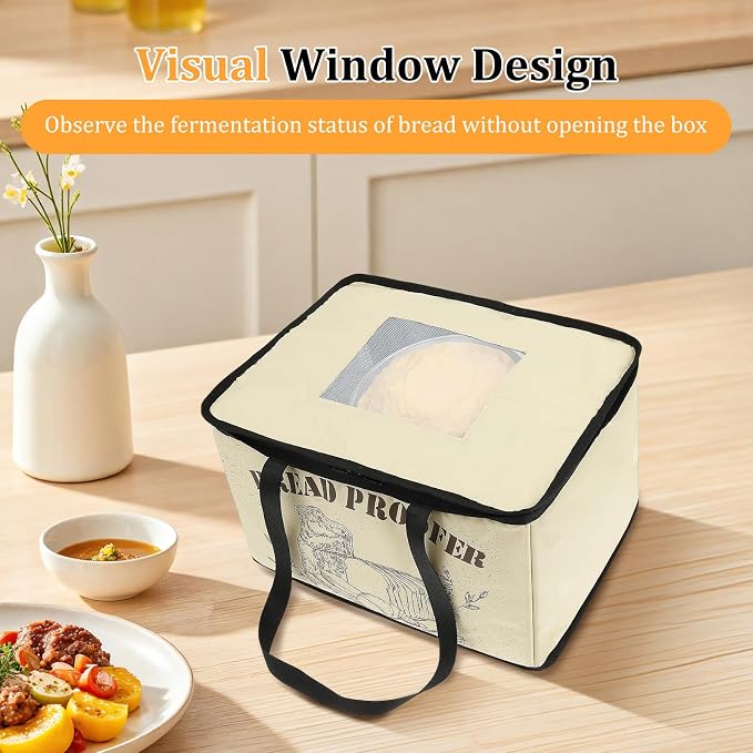 Folding Bread Proofing Box, Bread Proofer with 50-113℉ Temp Control and Timer, Dough Proofing Box with NTC Temperature Probe, Dough Proofer for Sourdough, Breads Baking, Pizza, Yogurt