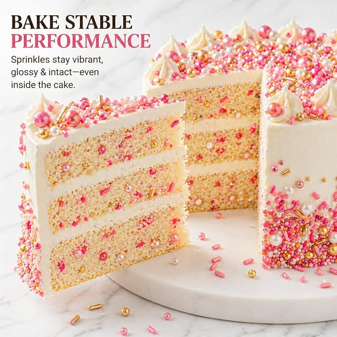 Confect Pretty in Pink Sprinkles Mix – Blush Pink, Silver & White Pearl Dragees, Sky Blue & Pink Jimmies, Sparkling Sugar – Cake Decorating Sprinkles for Cupcakes, Cookies & Party Treats | Vegan, Gluten-Free, Nut-Free, Soy-Free, Dairy-Free, Palm Oil-Fr...