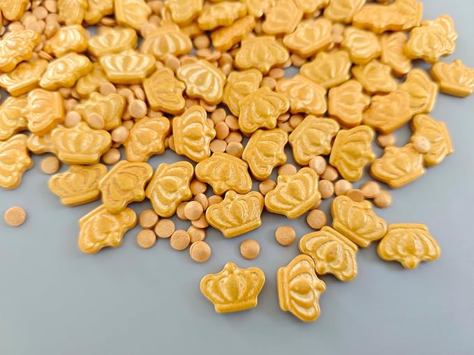 Edible Mardi Gras King Gold Crown Sprinkles for Baking Decorations, Cake Cookies Cupcake Topper Decorating