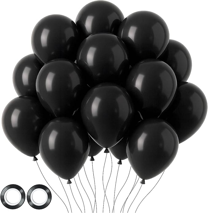 Voircoloria 105pcs Black Balloons 12inch Party Latex Balloons for Birthday Graduation Baby Shower Anniversary New Year Holiday Party Decorations