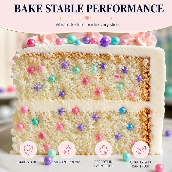 Confect Pearl Sprinkles | Assorted pack of 5 Funky Disco Sprinkles | Baby Shower Mix Hot Pink, Purple, Blue, Teal & Baby Blue Pearl Disco Ball Dragees - Vegan, Gluten-Free, Nut-Free, Soy-Free, Dairy-Free, Palm Oil-Free, No Artificial Dyes - 5 Oz