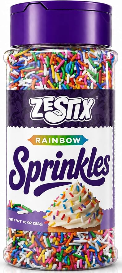 Rainbow Sprinkles 10 oz – Colorful Rainbow Jimmies for Dot Cakes, Cake Decorating, Cupcakes, Cookies, Donuts, Ice Cream & Dessert Toppings