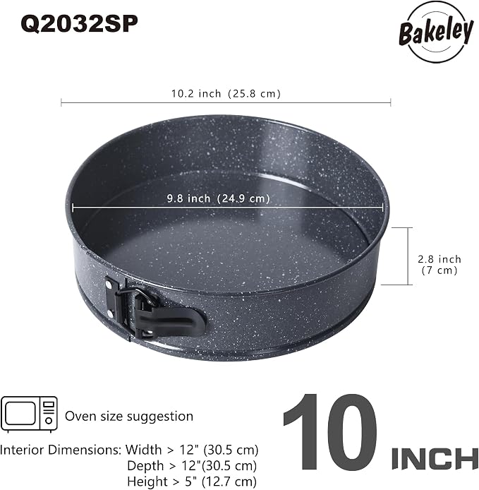 Springform Pan, 10-Inch Nonstick Cheesecake Pan with Removable Bottom Round Baking Cake Pie Mold for Oven 10" x 10" (Black with White Point)