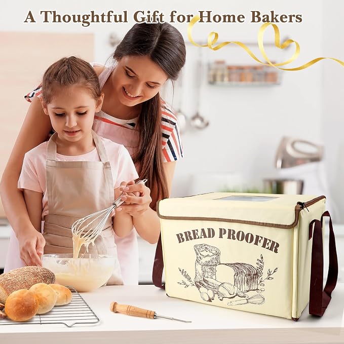 Folding Bread Proofing Box with 50-113℉ Temp Control, Large Dough Proofing Box with 3-Side Heating Precise Control 48H Timer, Metal Rack & Tray for Sourdough, Bread Baking, Yogurt, Pizza, Kombucha