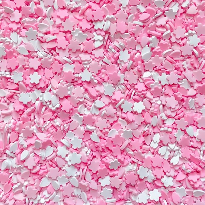 EHOPE 100G Fake Sprinkles Polymer Sprinkles Faux Sprinkles Resin Sprinkles Clay Sprinkles For Resin Fake Candy Sprinkles for Nail Art DIY Crafts Cake Phone Case (100G Pink cherry blossom)