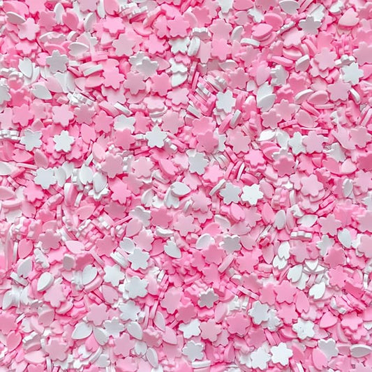 EHOPE 100G Fake Sprinkles Polymer Sprinkles Faux Sprinkles Resin Sprinkles Clay Sprinkles For Resin Fake Candy Sprinkles for Nail Art DIY Crafts Cake Phone Case (100G Pink cherry blossom)