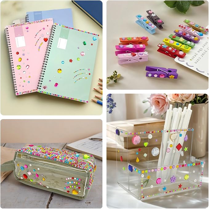 MYDBUYSOME 2774pcs Gem Stickers Jewels for Crafts, Self Adhesive Rhinestone Jewel Stick on Gems, Acrylic Bling Heart Stickers, Craft Supplies for Kids