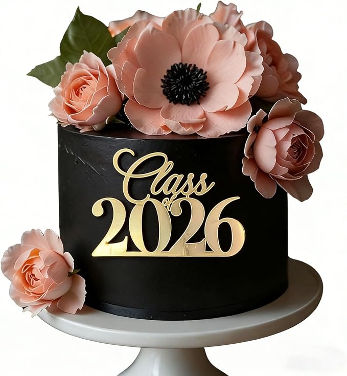 Acrylic Class of 2026 Congrats Grad Cake Topper,Graduation Decorations Congratulations Cake Decor for College High School Graduation Party Favors