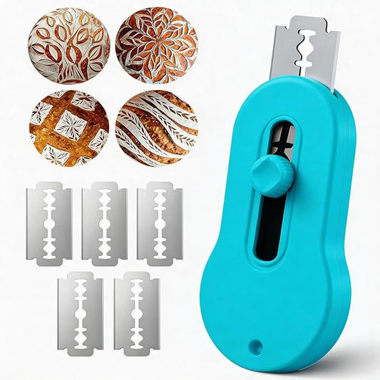 5th Generation Magnetic Bread Lame Blue, Sourdough Scoring Tool, Professional Bread Scoring Knife for Homemade Sourdough Bread, Bread Baking Supplies with 5 Replacement Razor Blades, 1 Pack