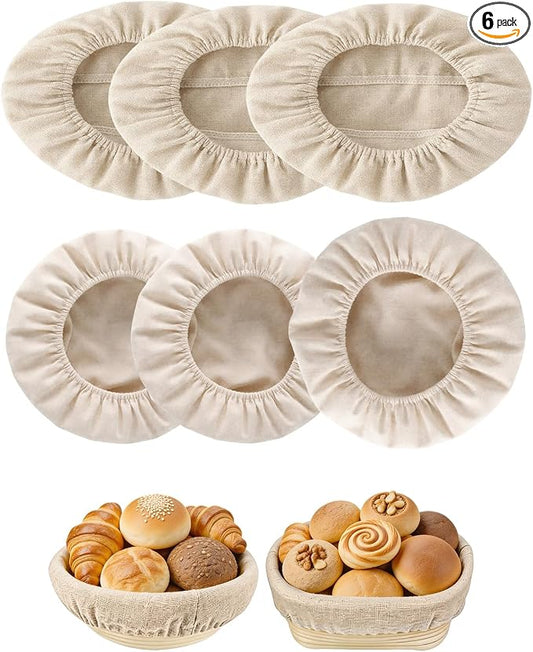 6 Pcs Banneton Basket Liner Covers, 10 Inch Round and Oval Bread Proofing Cover, Reusable Cotton Fabric Cloth Liners for Dough Rising, Home Baking Accessories by SyhirNmly