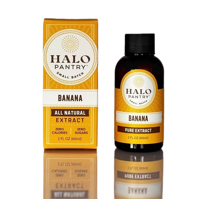 Natural PURE BANANA Extract by HALO PANTRY (2oz bottle) | Water-Soluble, Dye-Free/Colorless, Gluten-Free, Dairy Free, Zero Sugars, NO Sweeteners, NO Calories | Perfect for customizing ANY baking, candy, dessert or drink recipes
