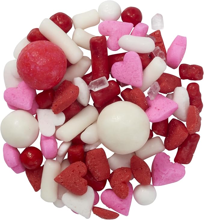 DecoPac Love Struck Fusion Mix Sprinkles, 26oz, Shaped Candy Sprinkles in Handheld Container, Edible Decorations For Valentines & Anniversary Celebration Cakes, Cupcakes, Cookies and Donuts