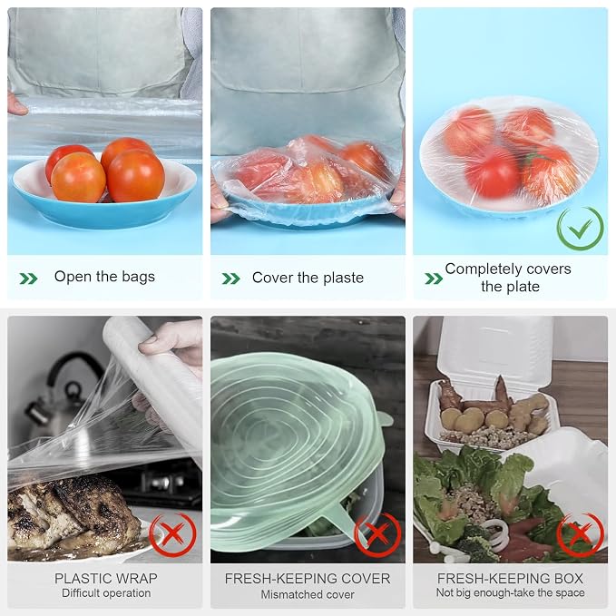100 Bowl Covers Bread Proofing Large Shower Cap Plastic Wrap for Food Sourdough Bread Baking Supplies Rising Elastic Reusable Sourdough Tools Banneton covers Outdoor Fresh Keeping Bags