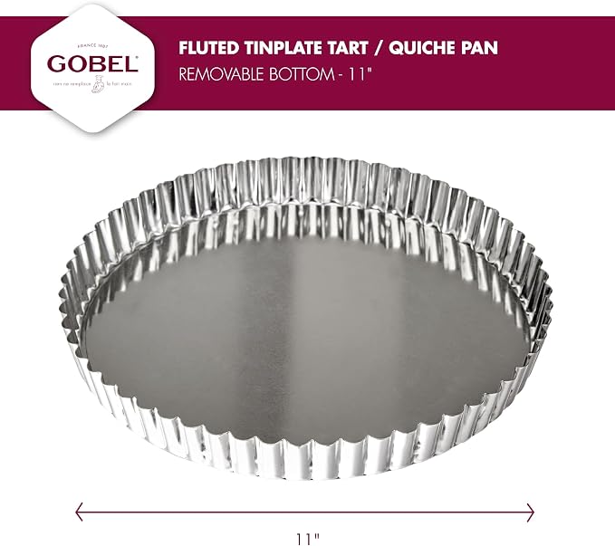 Gobel - Tinplate Round Fluted Tart Mold/Quiche Pan with Removable Bottom - 11"
