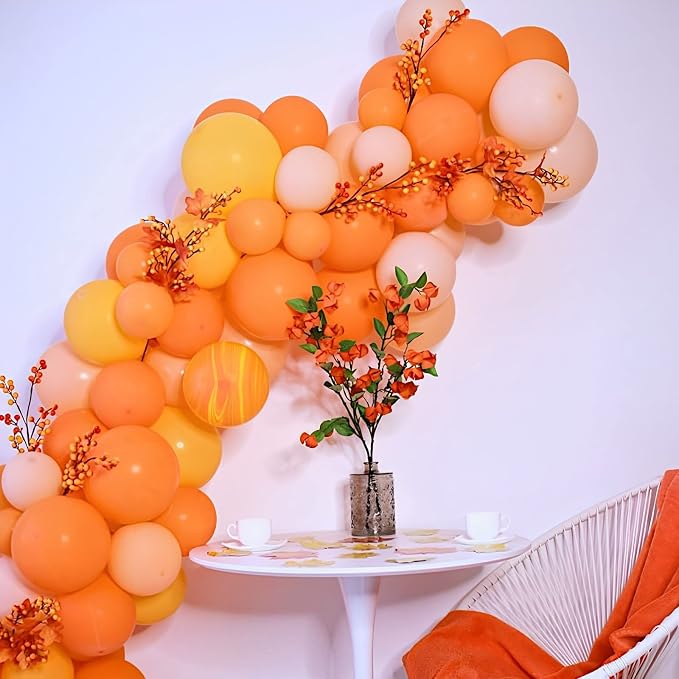 Voircoloria 130pcs Orange Balloons Different Sizes 18" 12" 10" 5" Orange Matte Latex Balloons for Boys Girls Birthday Baby Shower Gender Reveal Wedding Gender Reveal Autumn Party Decorations