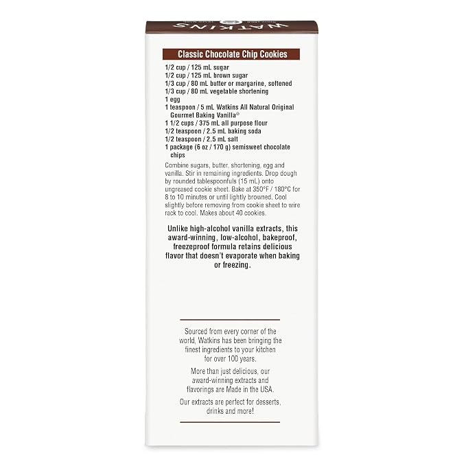 Watkins All Natural Original Gourmet Baking Vanilla with Pure Extract, 2 fl. oz. Bottle, 1-Pack (Pack of 2)